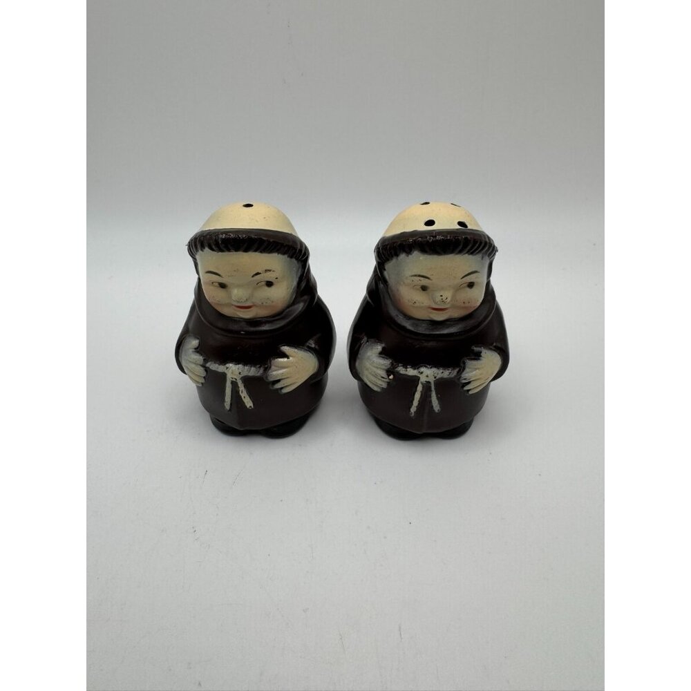 Friar Tuck Clergy Monk S & P Set Goebel c1940-1955, W. Germany 2.5”Flush Faces